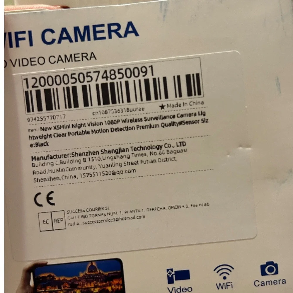 X5 Mini WiFi Camera 1080P Wireless Night Vision Motion Detection Smart Cam Black